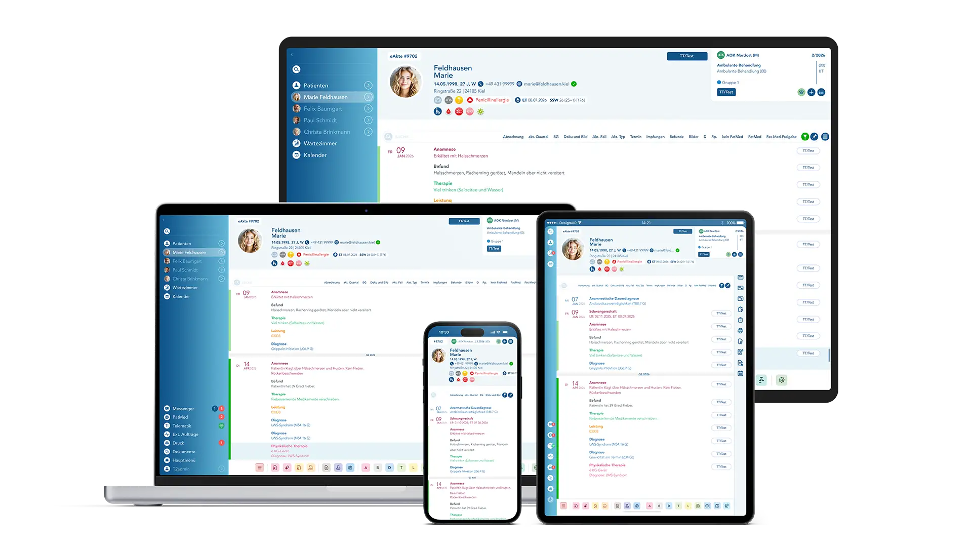 T2med auf MacBook, iPad und iPhone – plattformübergreifende Praxissoftware